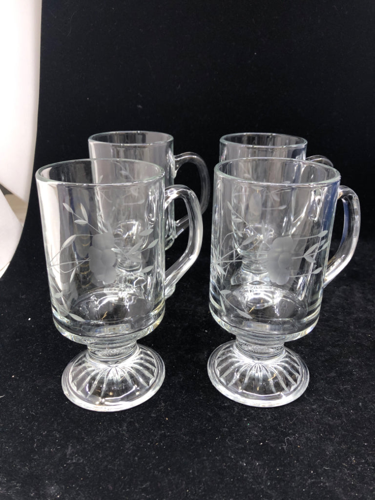 4 FOOTED HERITAGE IRISH COFFEE MUGS