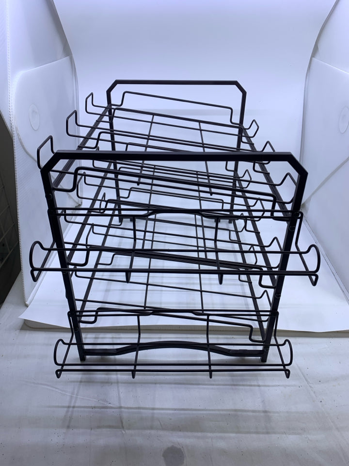 METAL CAN STORAGE RACK.