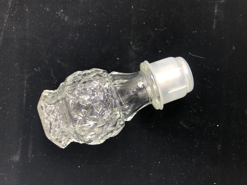 LARGE CUT GLASS DIAMOND PATTERN DECANTER.