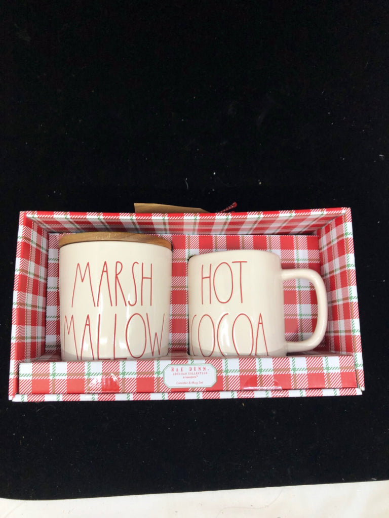 NIB MARSHMALLOW CANISTER/ HOT COCOA MUG SET.