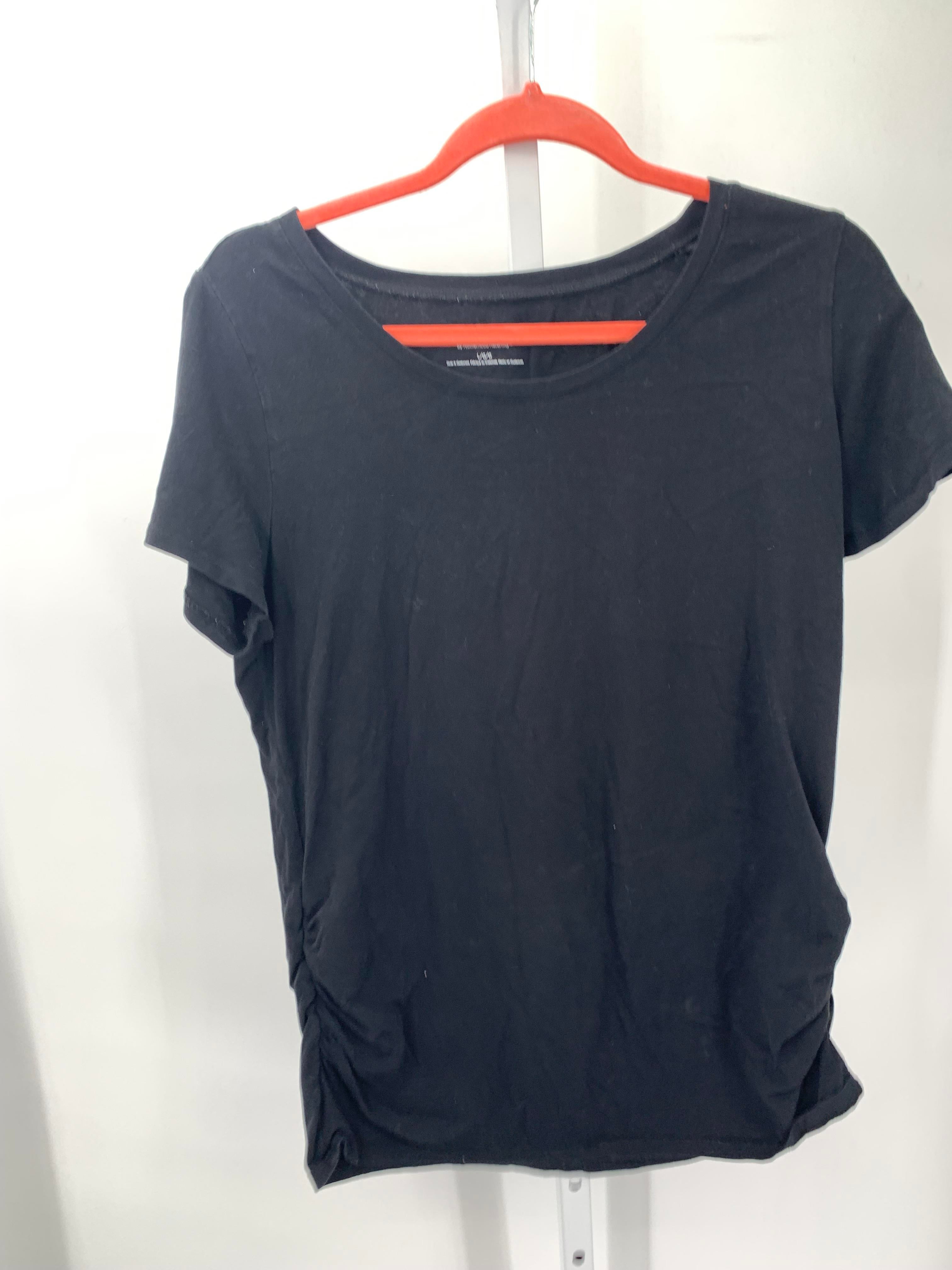 Black Size Large Maternity Short Sleeve Shirt