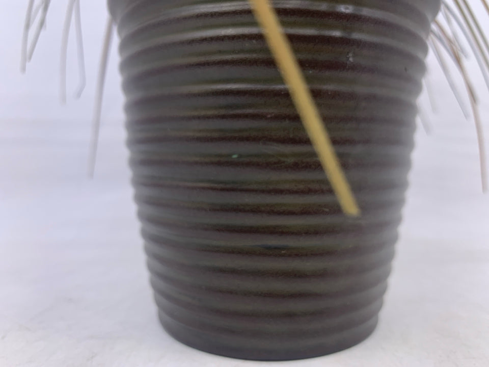 FAUX DRIED GRASS IN RED BROWN PLANTER.