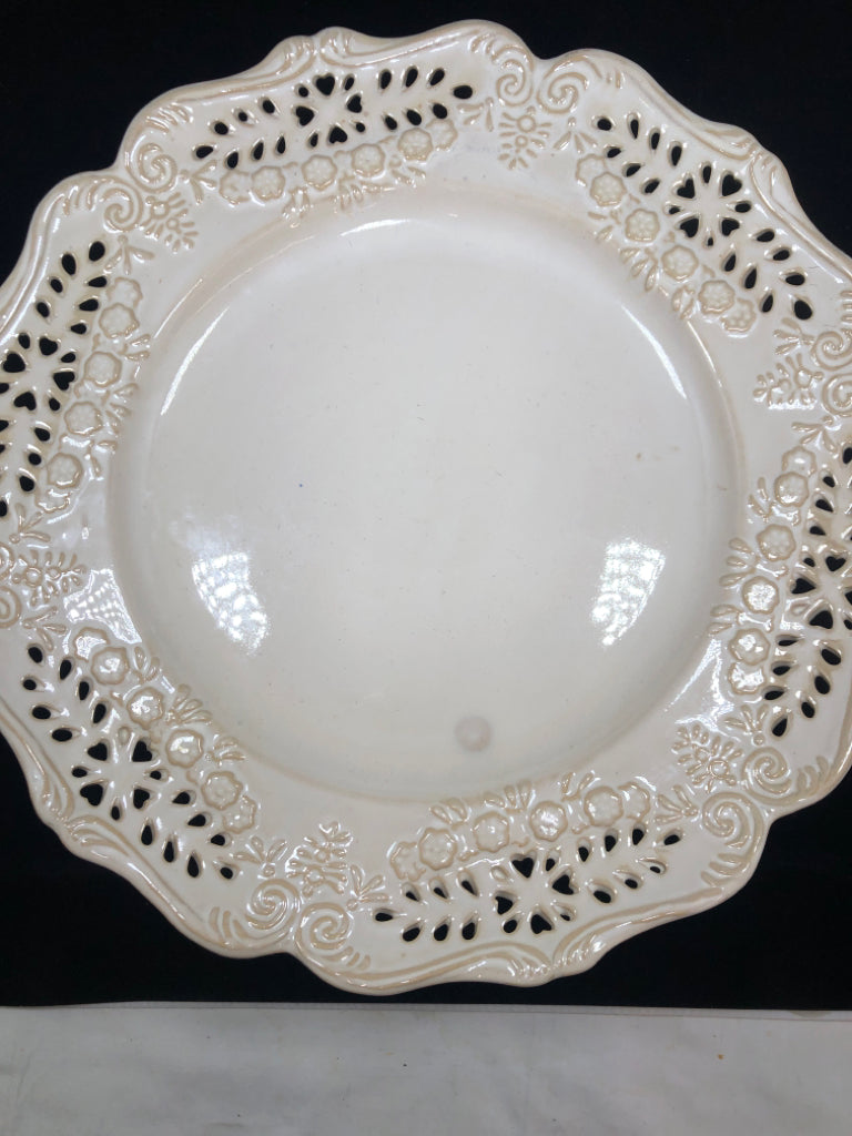 WHITE GLAZED CAKE STAND.