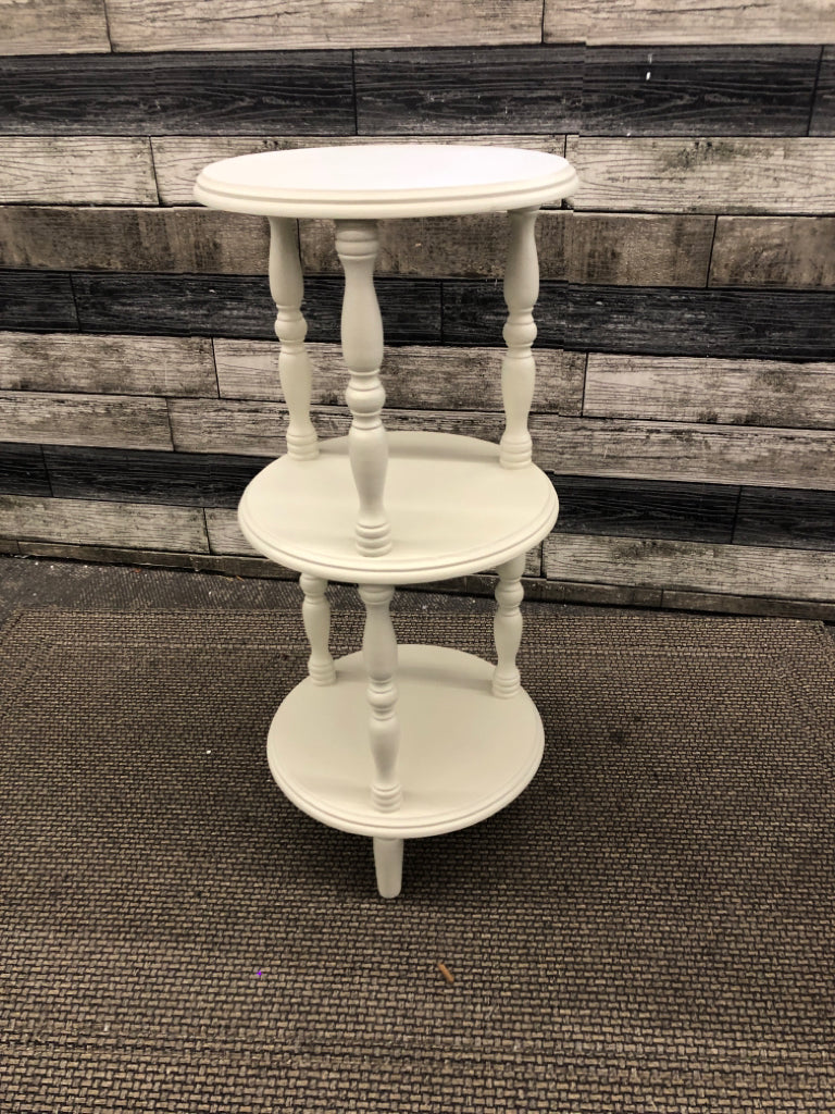 3 TIER CREAM PAINTED PLANT STAND.