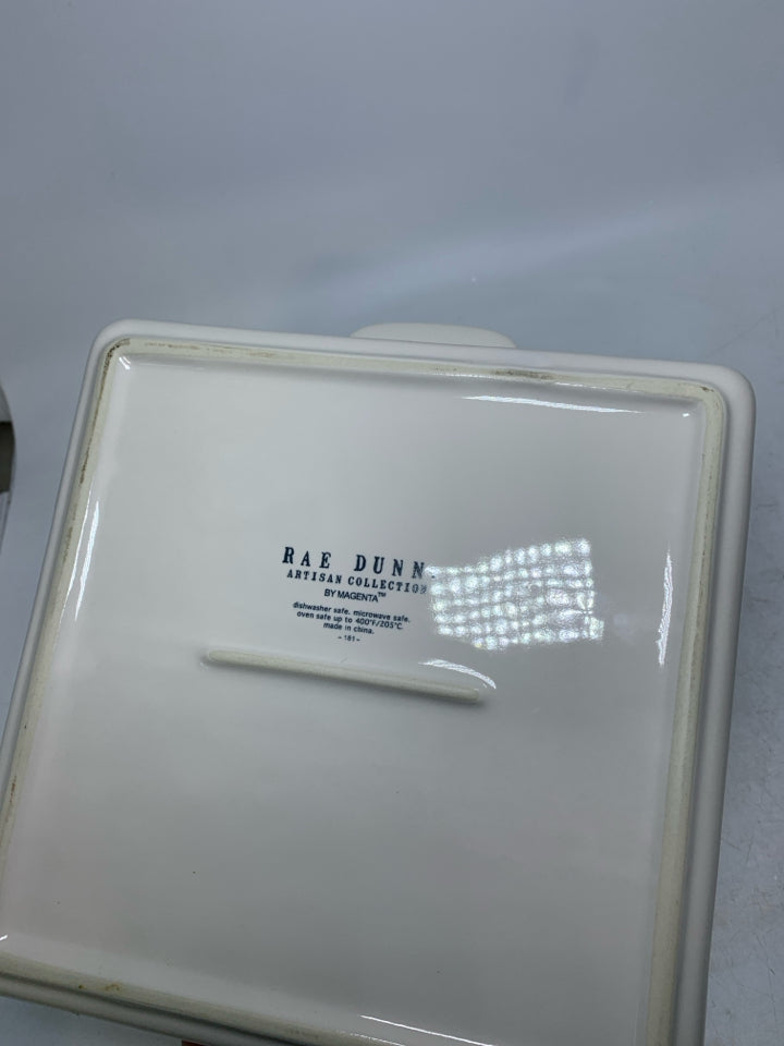 RAE DUNN WHITE HO HO HO  SQUARE BAKING DISH.