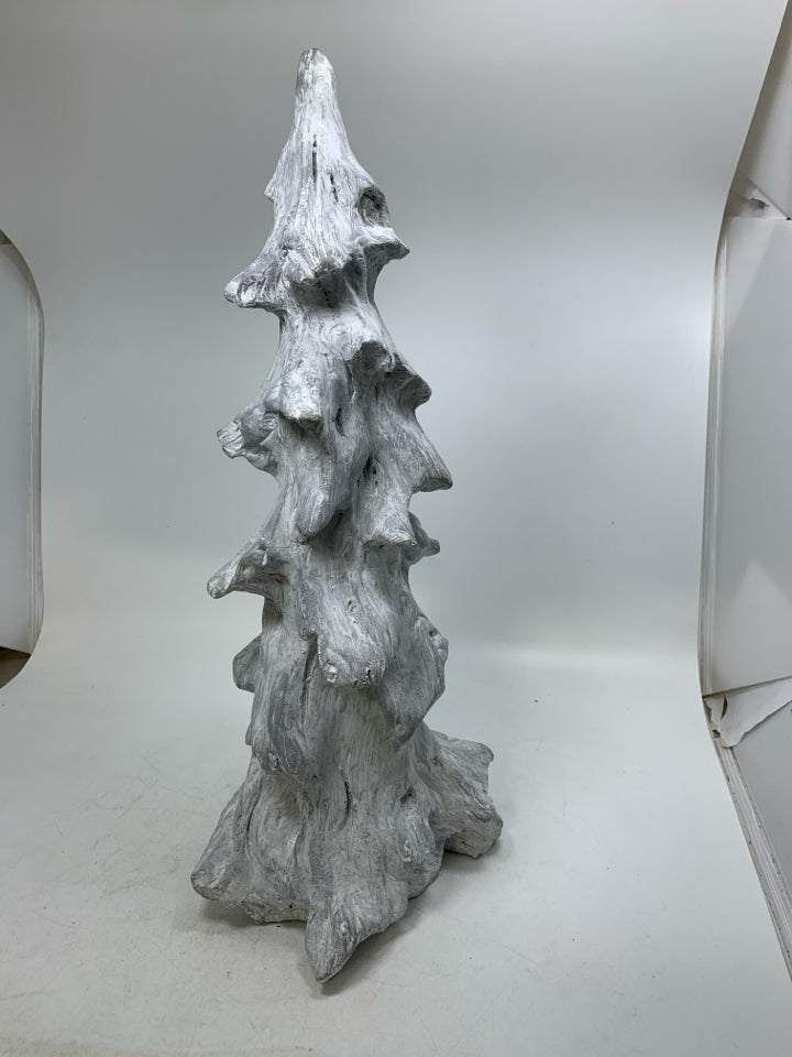 RESIN WHITE WASHED ABSTRACT TREE.