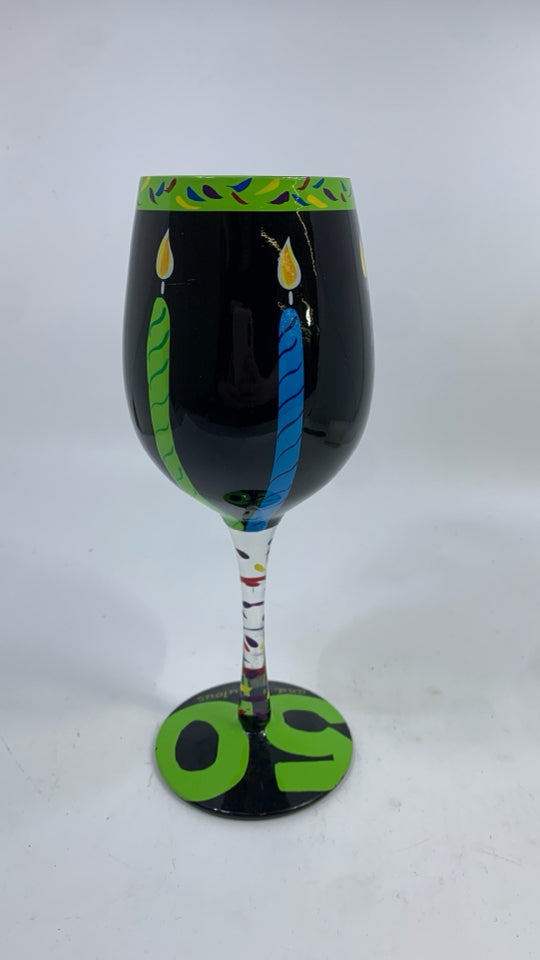 50 AND FABULOUS DECORATIVE LOLITA WINE GLASS.