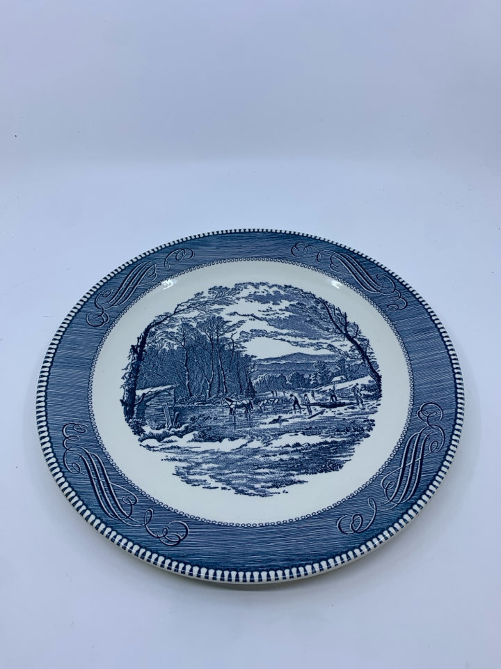 VTG BLUE HORSE SCENE SERVING PLATE.