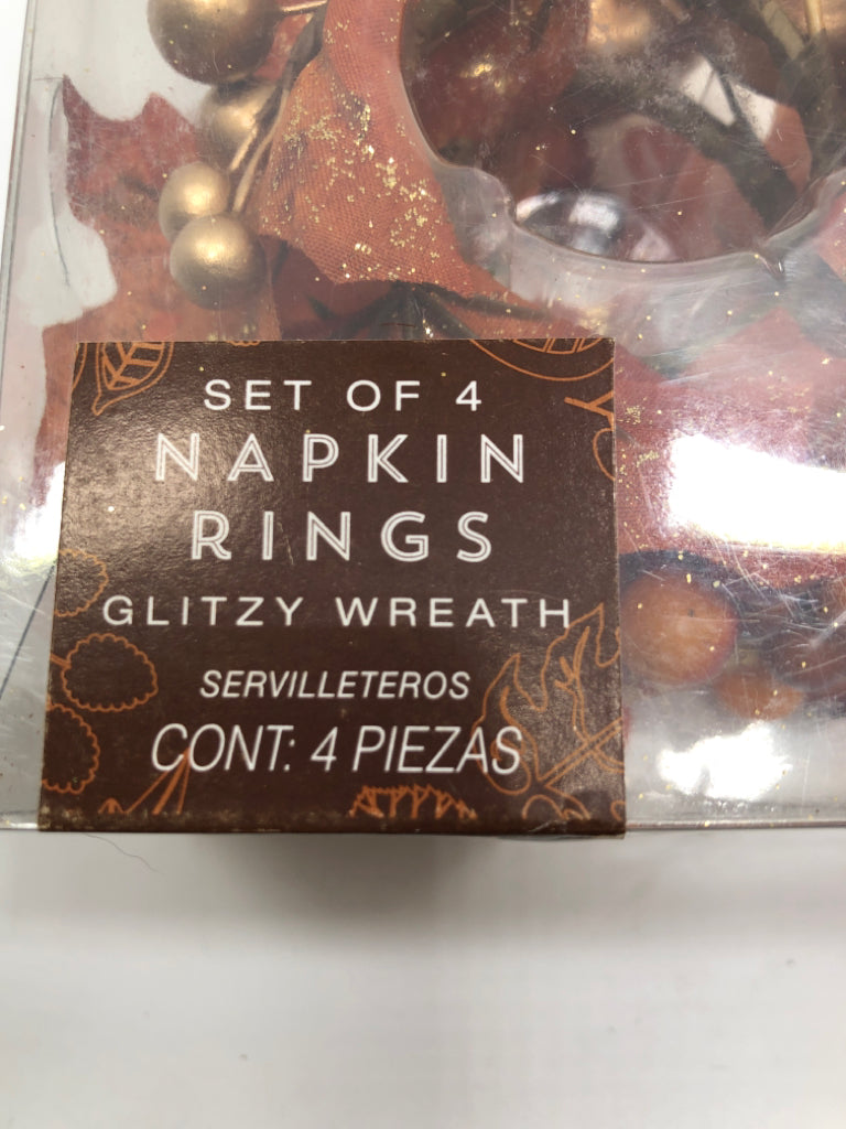 4PC FALL NAPKIN RINGS IN BOX.