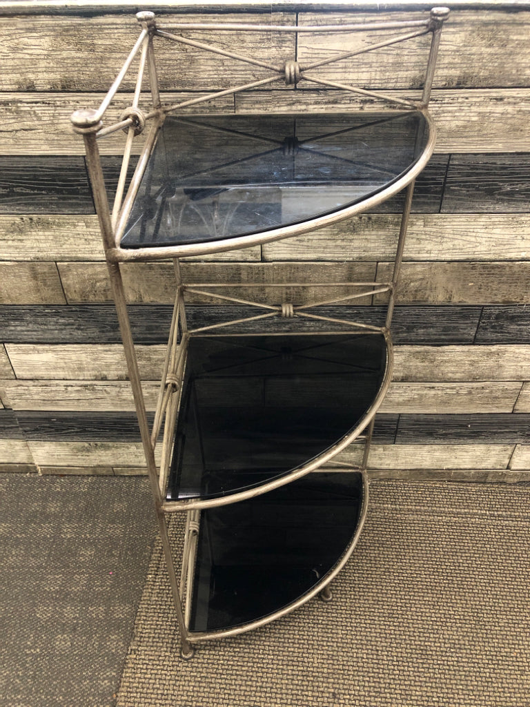 BLACK 3 TIER CORNER PLANT STAND.