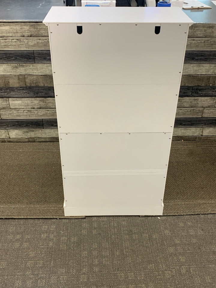 WHITE CABINET WITH 2 DRAWERS.