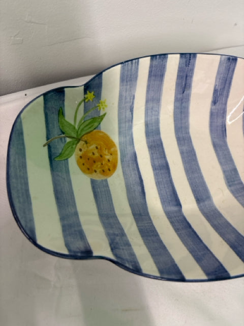 LARGE STRIPE FRUIT SERVING BOWL.