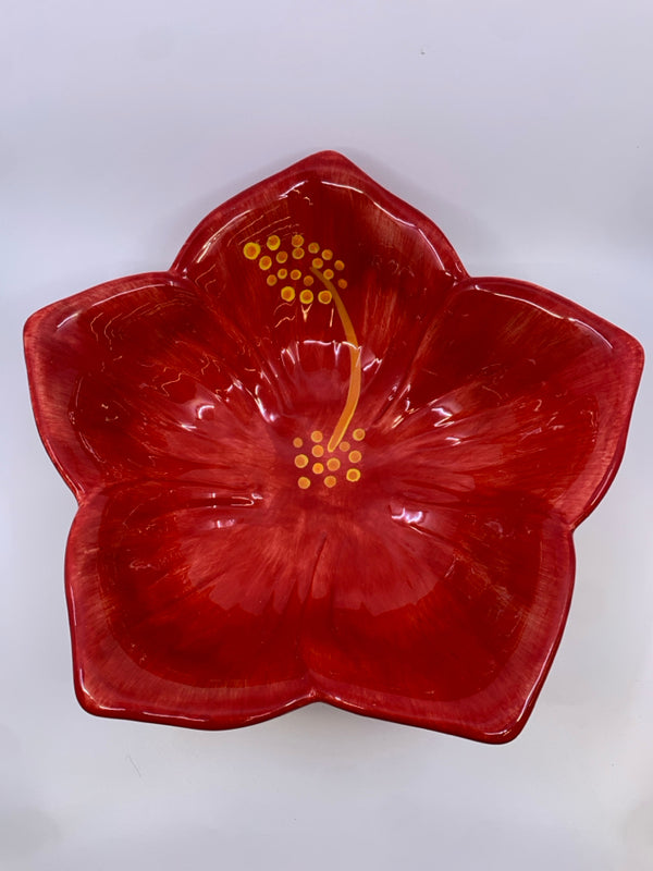 LARGE RED FLOWER BOWL.