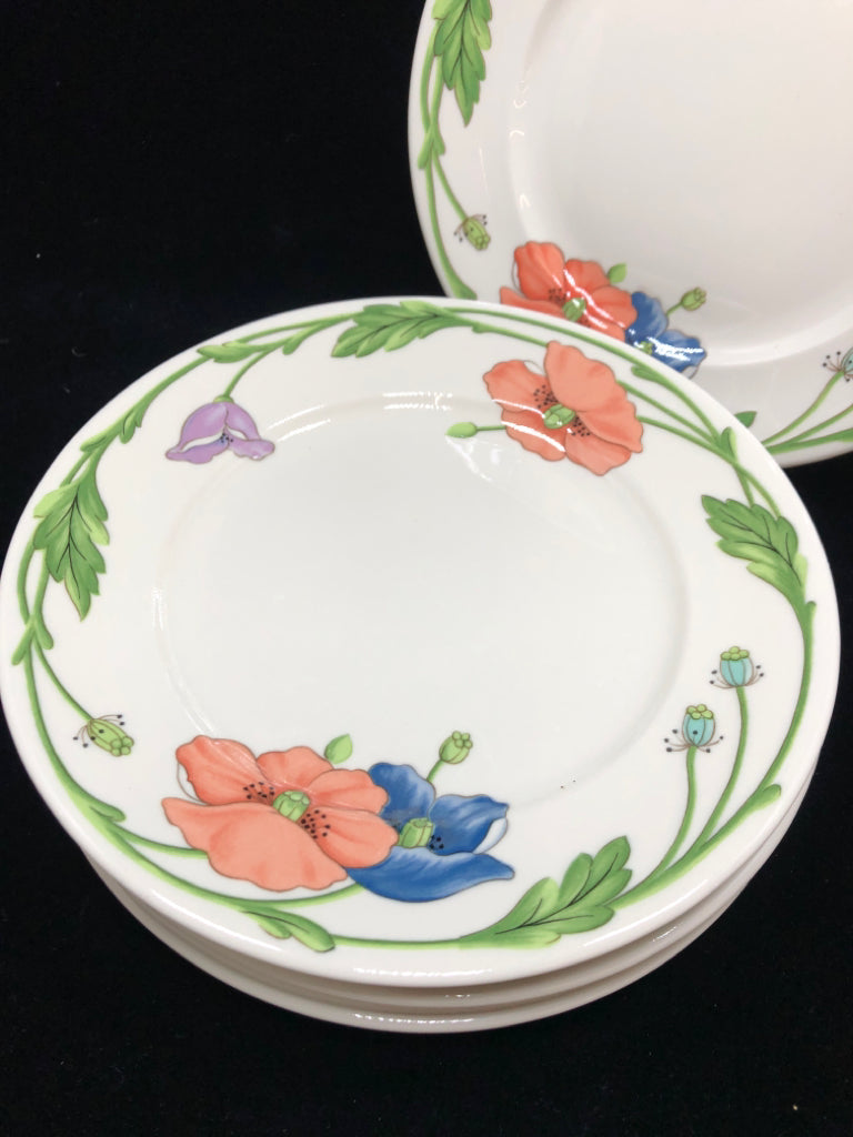 6 AMAPOLA FLORAL LUNCH PLATES.