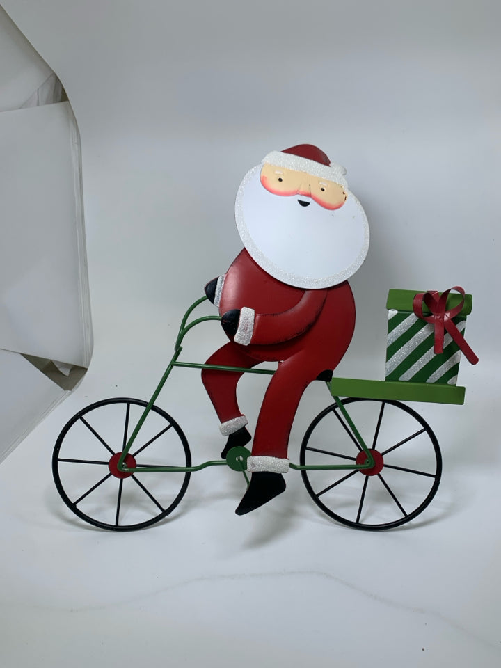 METAL SANTA BIKING STANDING DECOR.