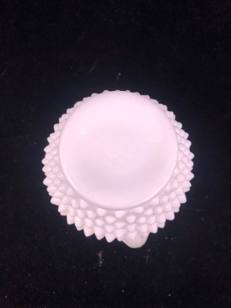 VTG MILK GLASS HOBNAIL PITCHER.