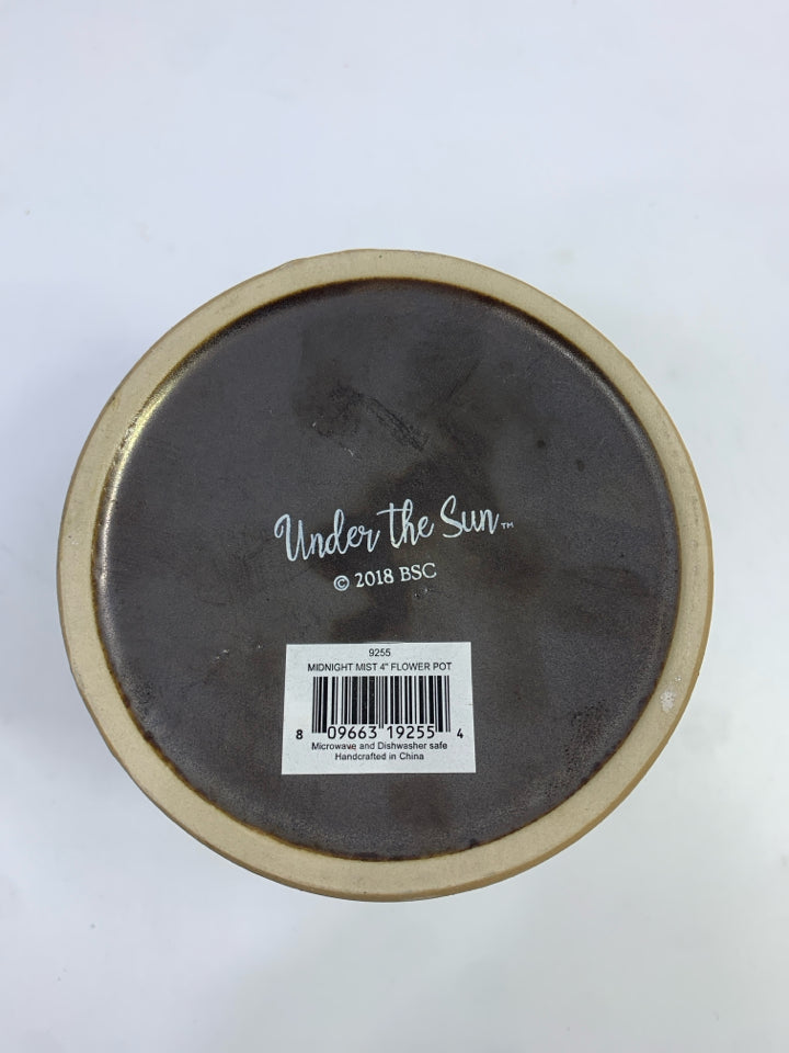 2-TONED BROWN & BLUE DIPPED CERAMIC CUP UNDER THE SUN.