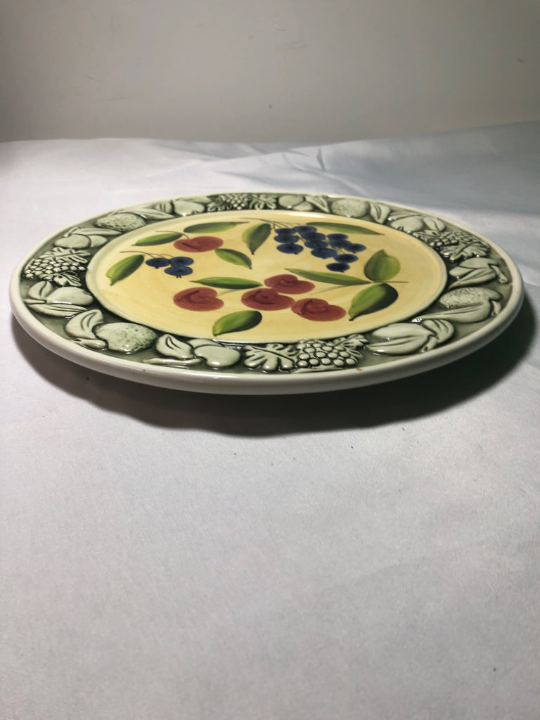 EMBOSSED FRUIT, PAINTED CHERRIES BLUEBERRIES SERVER.