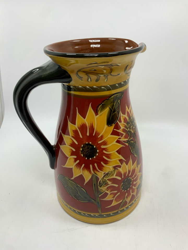 RED SUNFLOWER PITCHER.