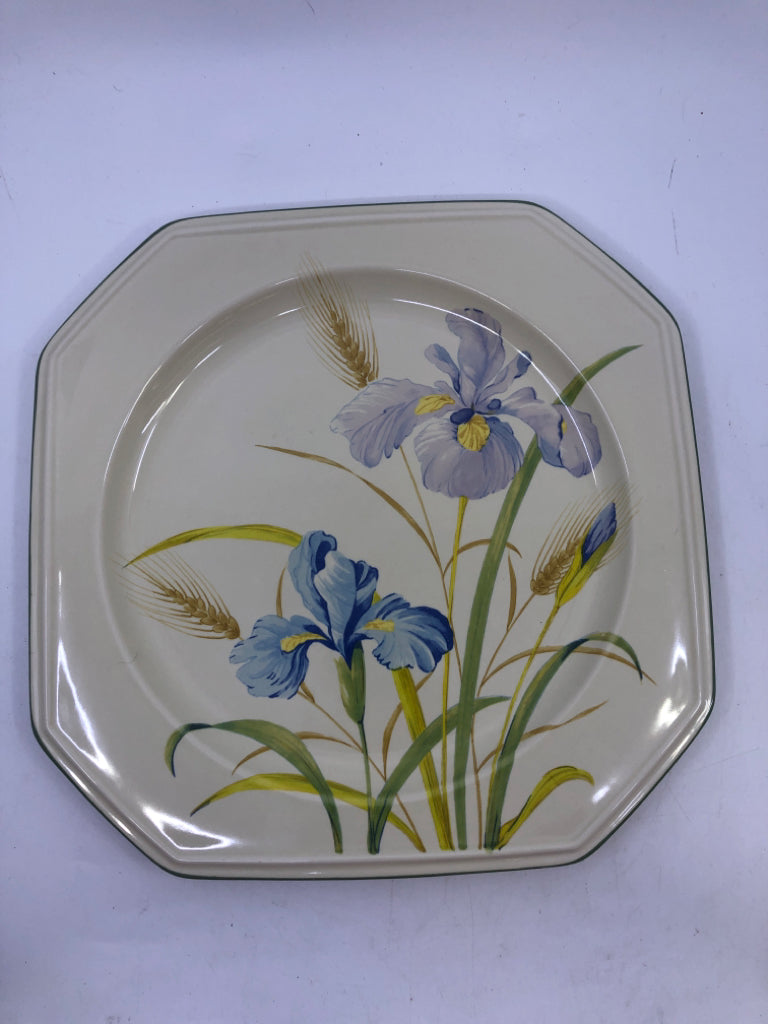 IVORY SQUARE SERVING PLATTER BLUE IRIS MIKASA.