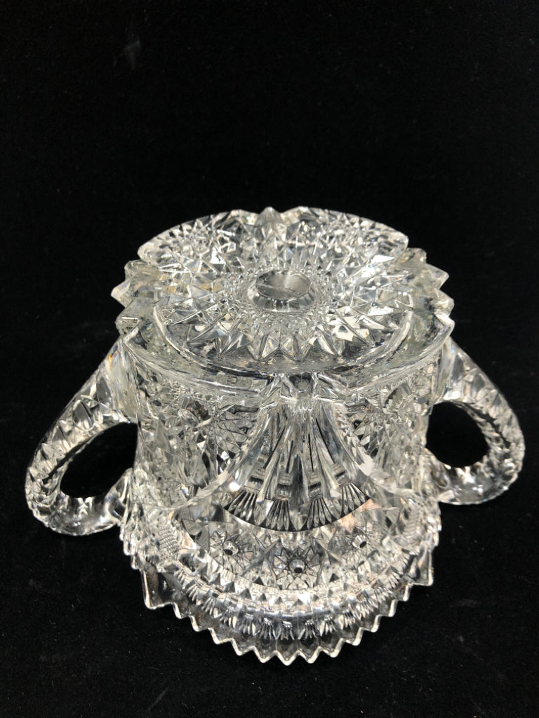 VTG STAR PATTERN COOKIE/ BISCUIT JAR W/LID AND SAWTOOTH EDGE.