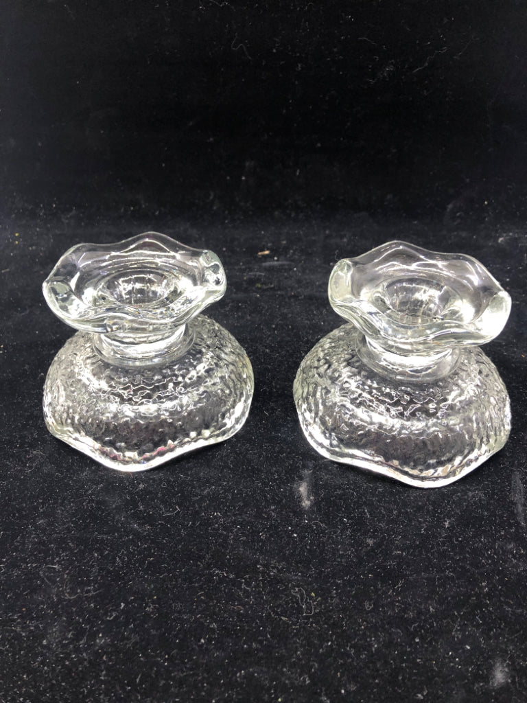 2 TEXTURED BOTTOM TAPER CANDLE HOLDERS.