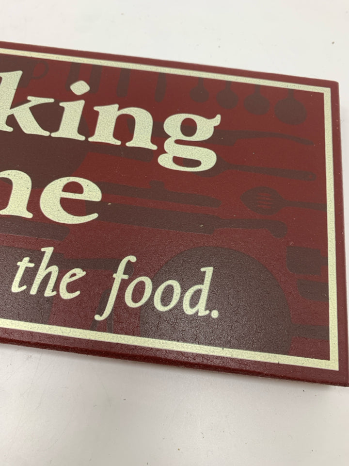 I LOVE COOKING W/ WINE WOOD SIGN.