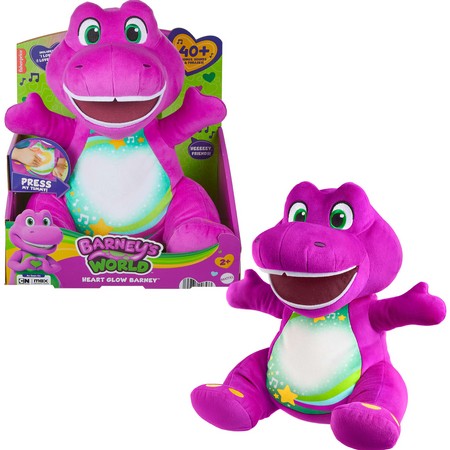 Fisher-Price Barney’s World Heart Glow Barney Plush Toy with Music & Lights for