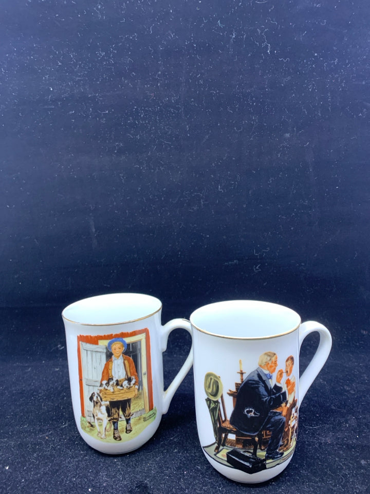 2 NORMAN ROCKWELL MUGS.