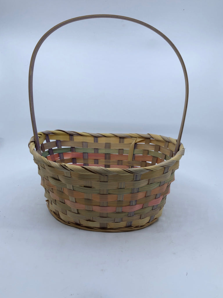 MULTI COLORED EASTER BASKET W/HANDLE.