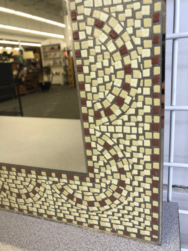 MOSIAC FRAME ARCHED WALL MIRROR.