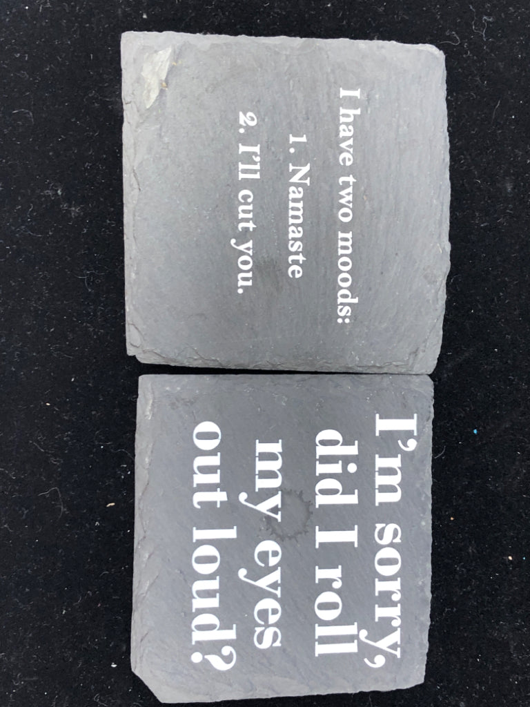 2 SARCASM QUOTE STONE COASTERS.