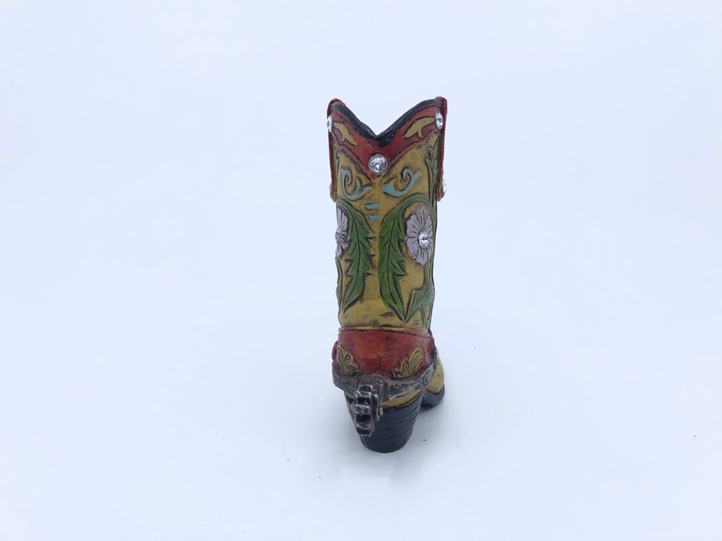 COWBOY BOOT VASE.