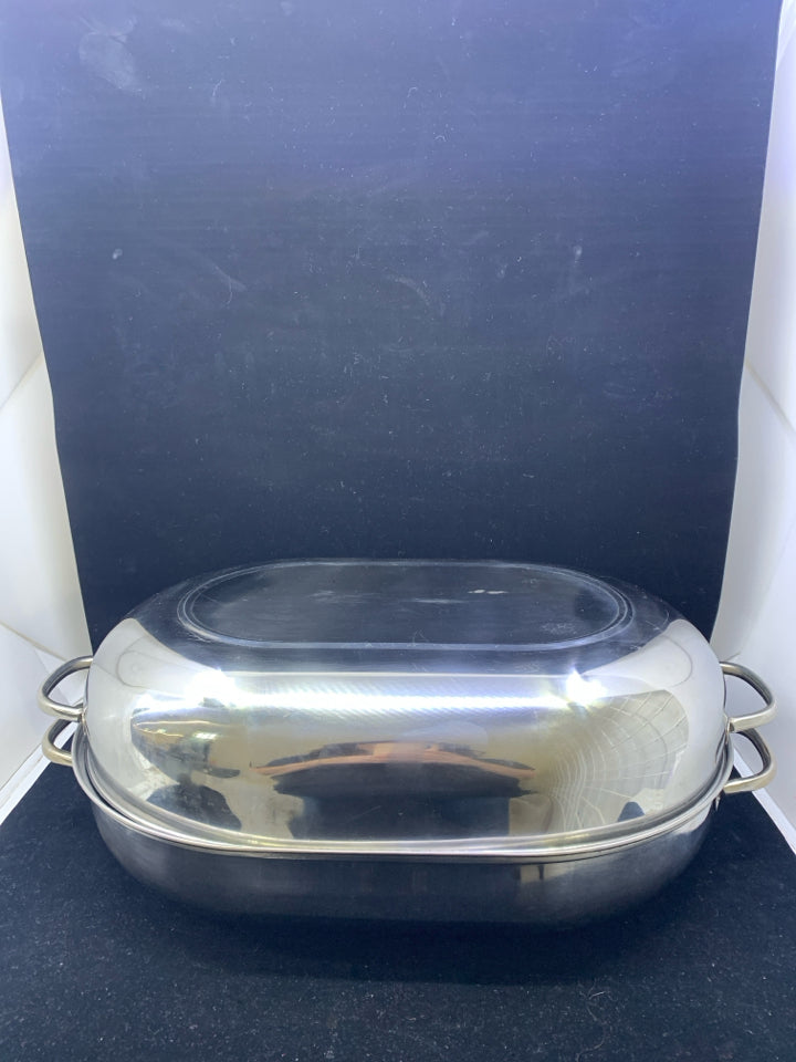 STAINLESS STEAL TURKEY ROASTER PAN DOME LID REVERE WARE.