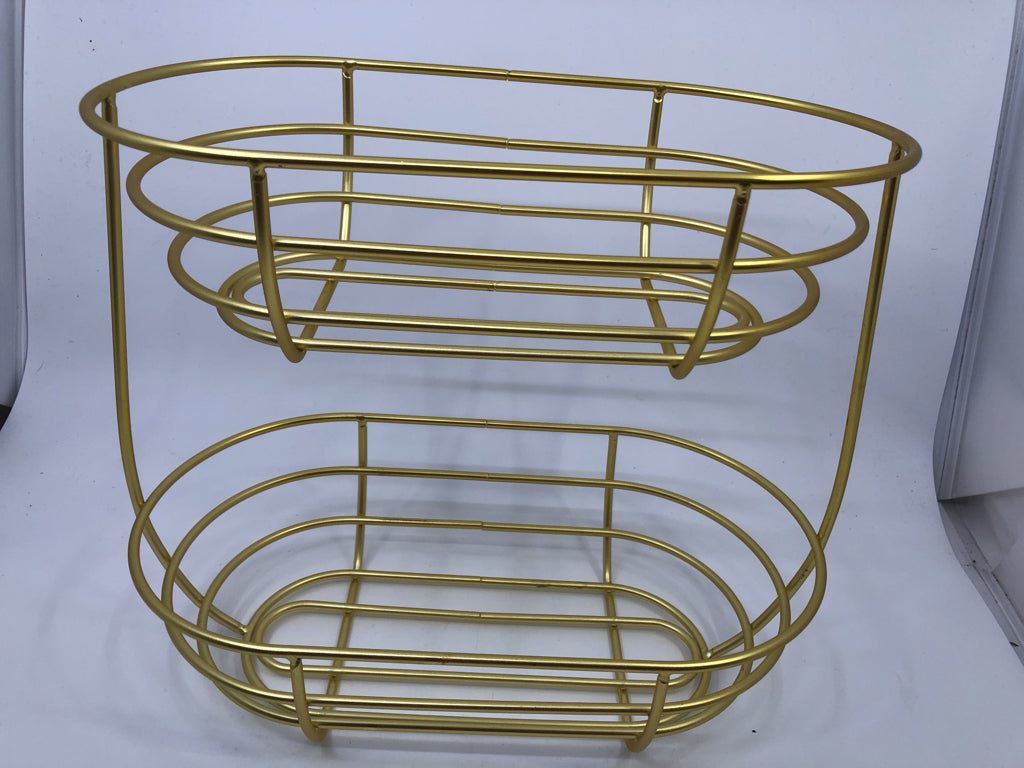 2 TIER GOLD BASKET.