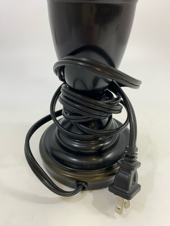 BROWN LAMP W/CREAM SHADE.