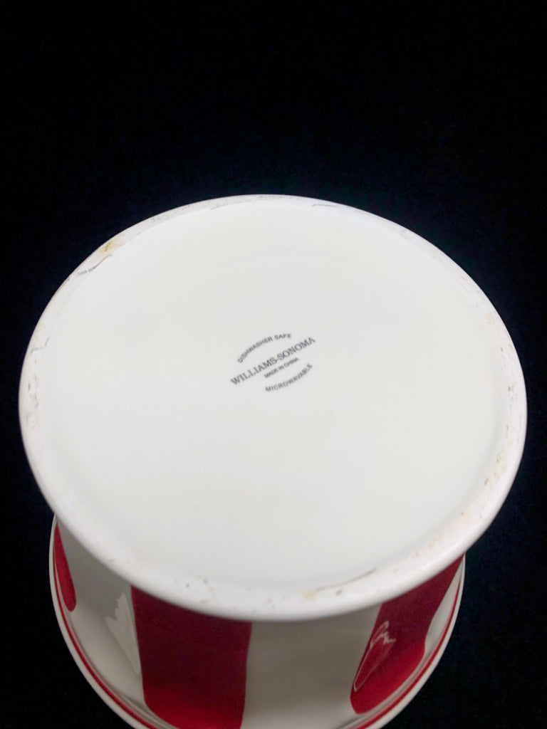 RED STRIPE CERAMIC POPCORN BOWL.