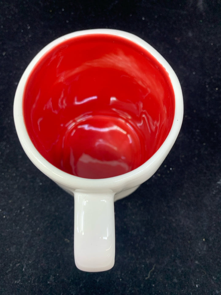 WHITE W/ RED NAUGHTY COFFEE MUG-RAE DUNN-5"