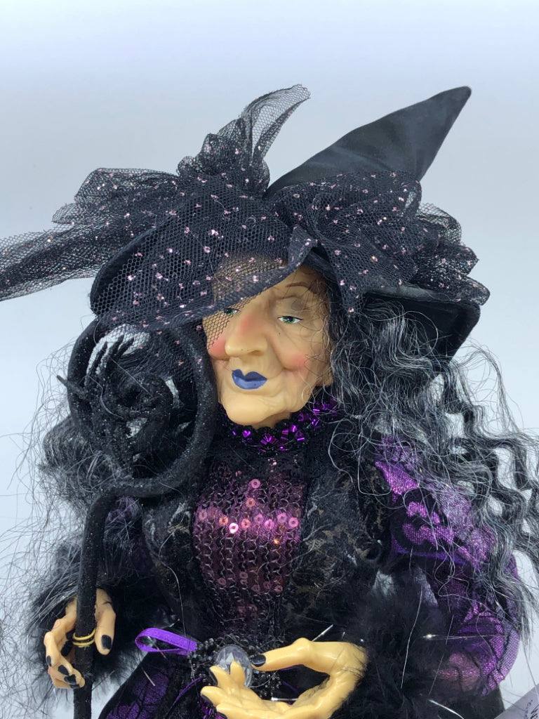 WITCH PURPLE BLACK WITH STAFF AND SPIDER.