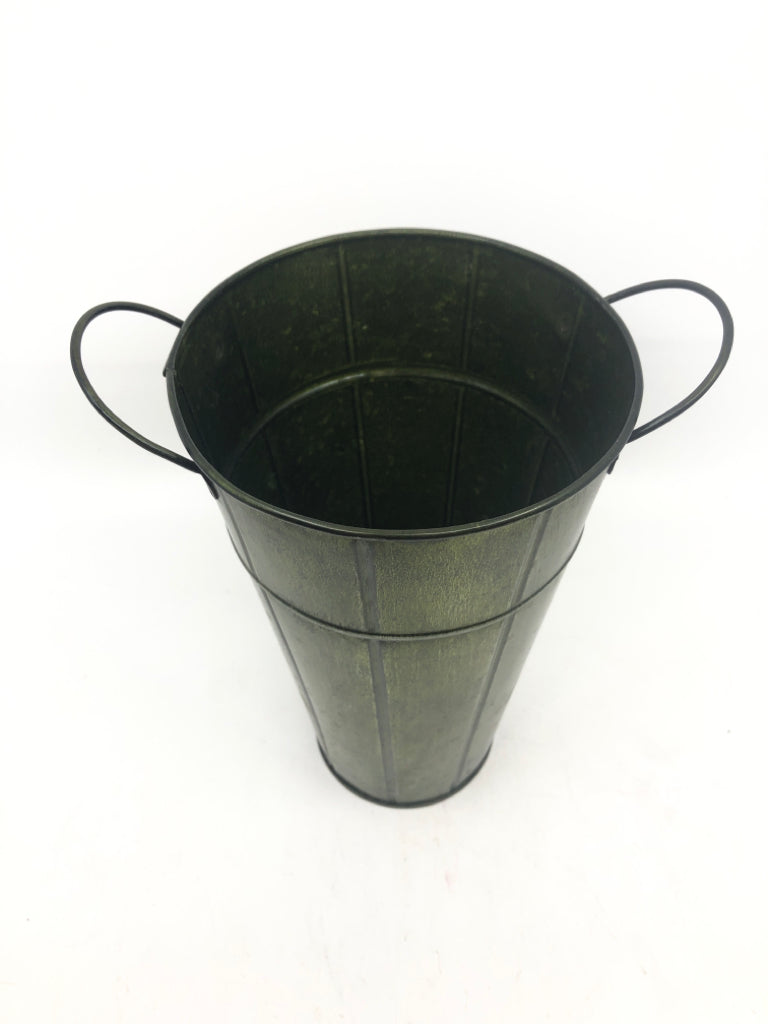 GREEN METAL BUCKET.