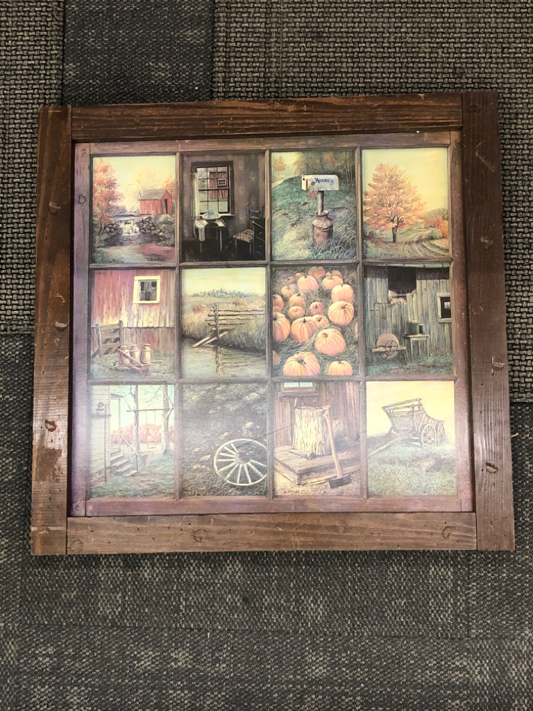 FARMHOUSE STYLE FRAMED BARN SCENCES WALL HANGING.