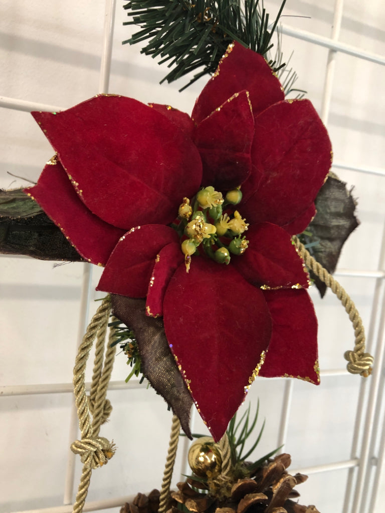 POINTSETTIA & PINECONE DOOR HANGING.