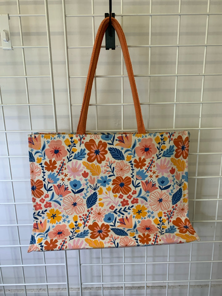 NEW FLORAL SALMON TOTE BAG.