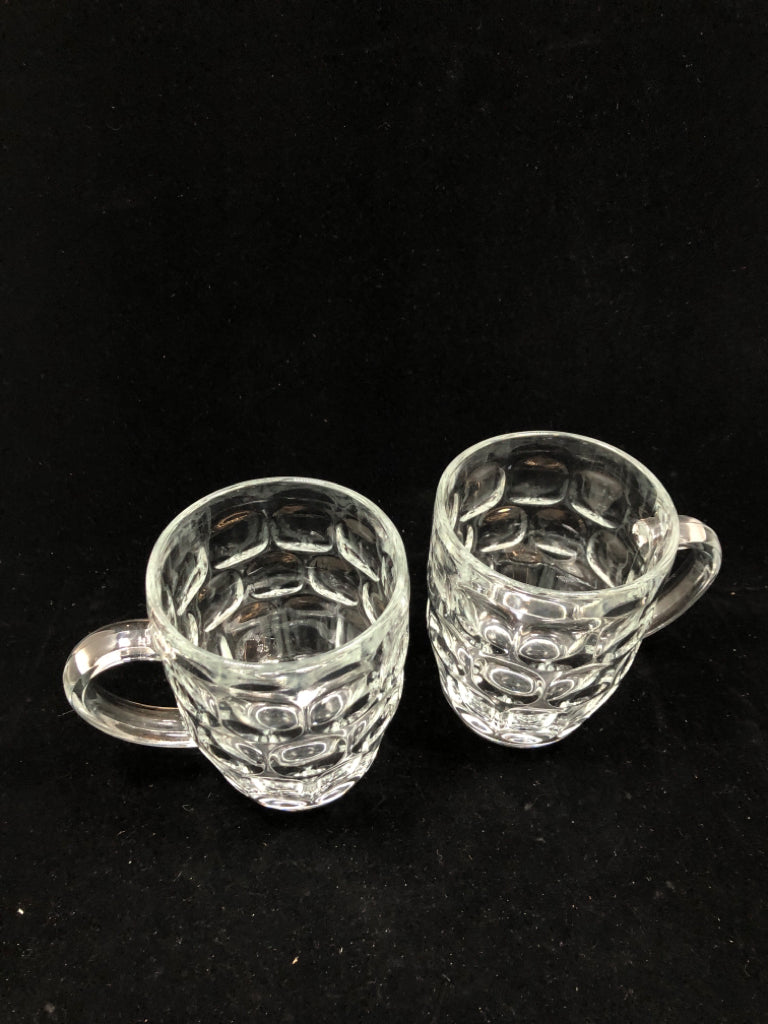 2 THUMBPRINT CUT GLASS MUGS.