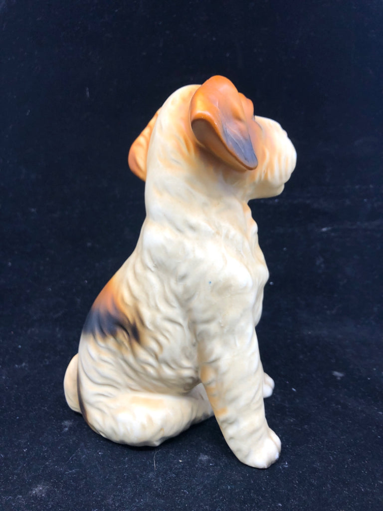 VTG BLACK ORANGE CERAMIC DOG FIGURE.