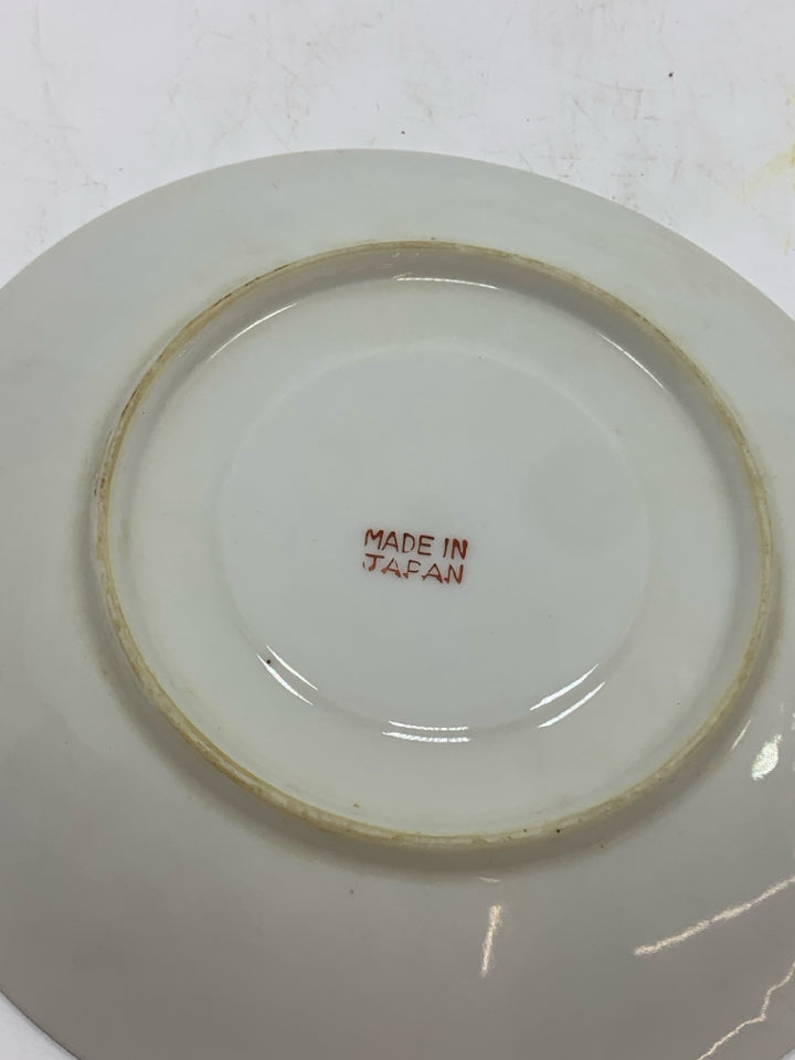 VTG BROWN FLOWER GREEN LEAVES JAPANESE CUP/SAUCER.