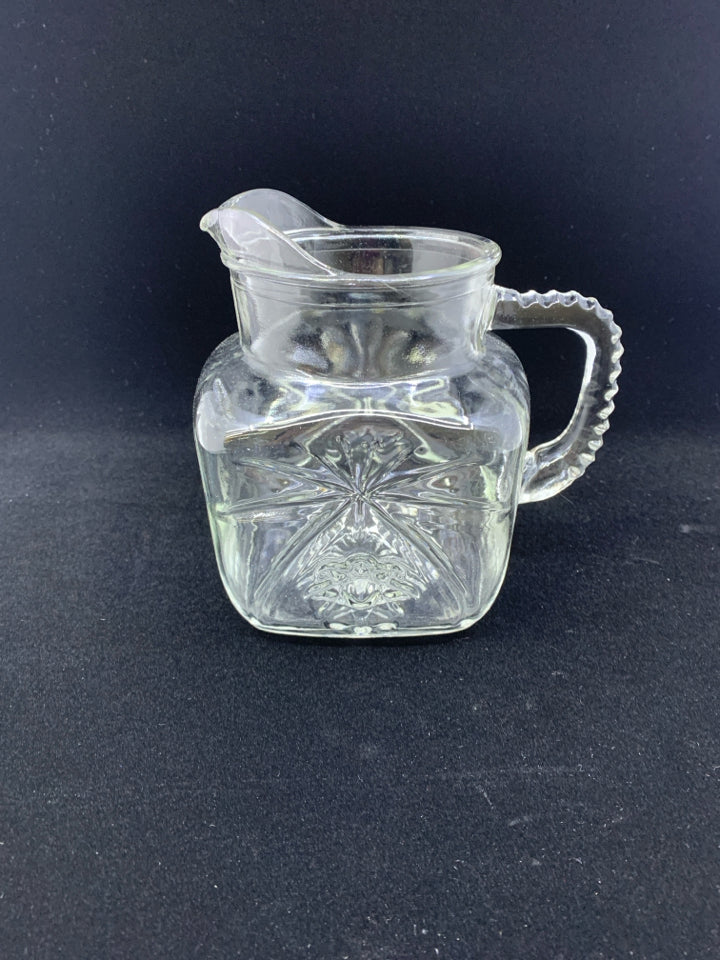 SQUARE PITCHER W STAR BURST PATTERN.