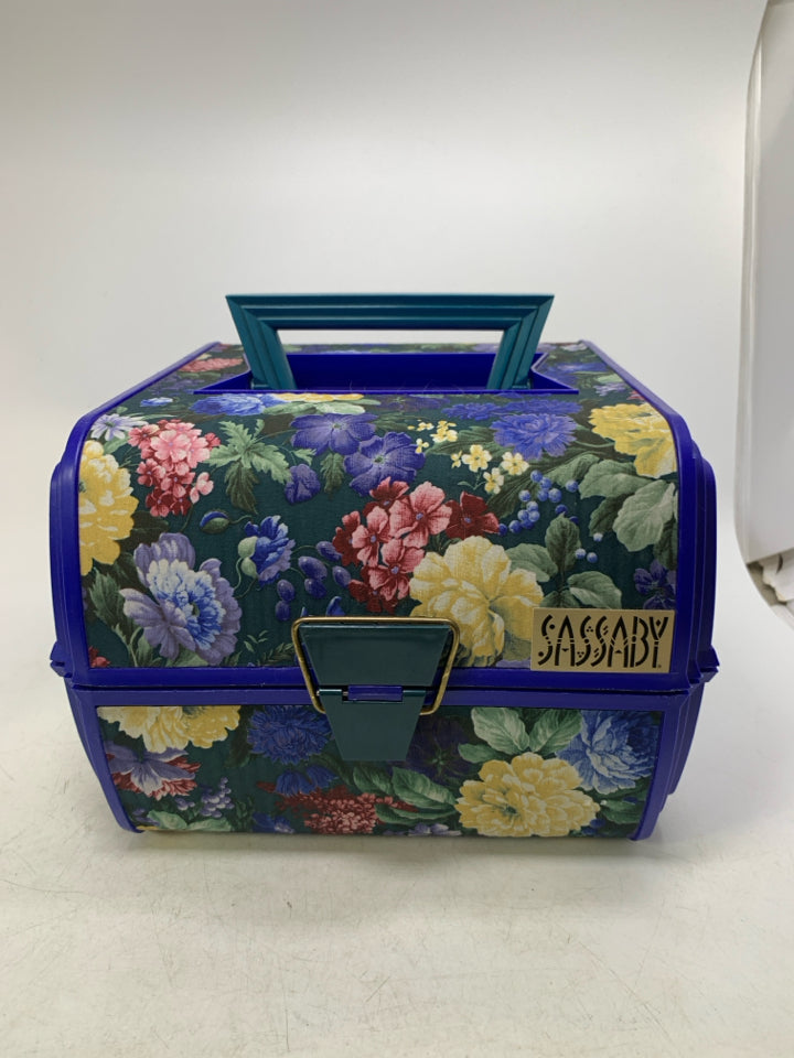 VTG SASSABY FLORAL MAKEUP CASE ORGANIZER STORAGE.