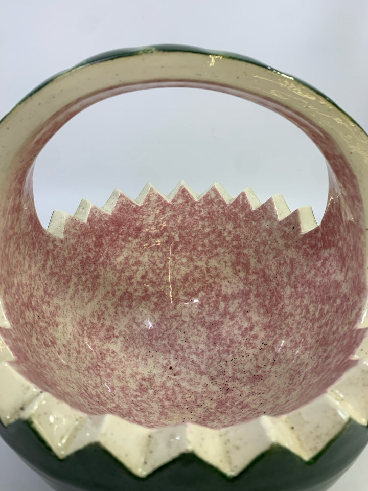 CERAMIC WATERMELON BASKET.