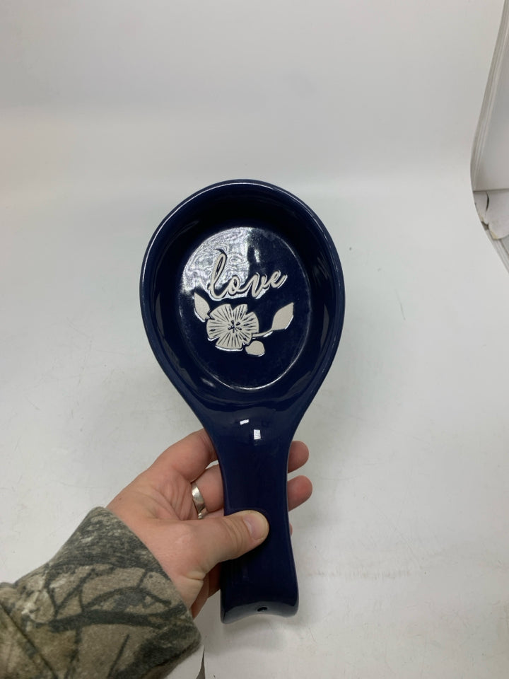 DARK BLUE "LOVE" SPOON REST.